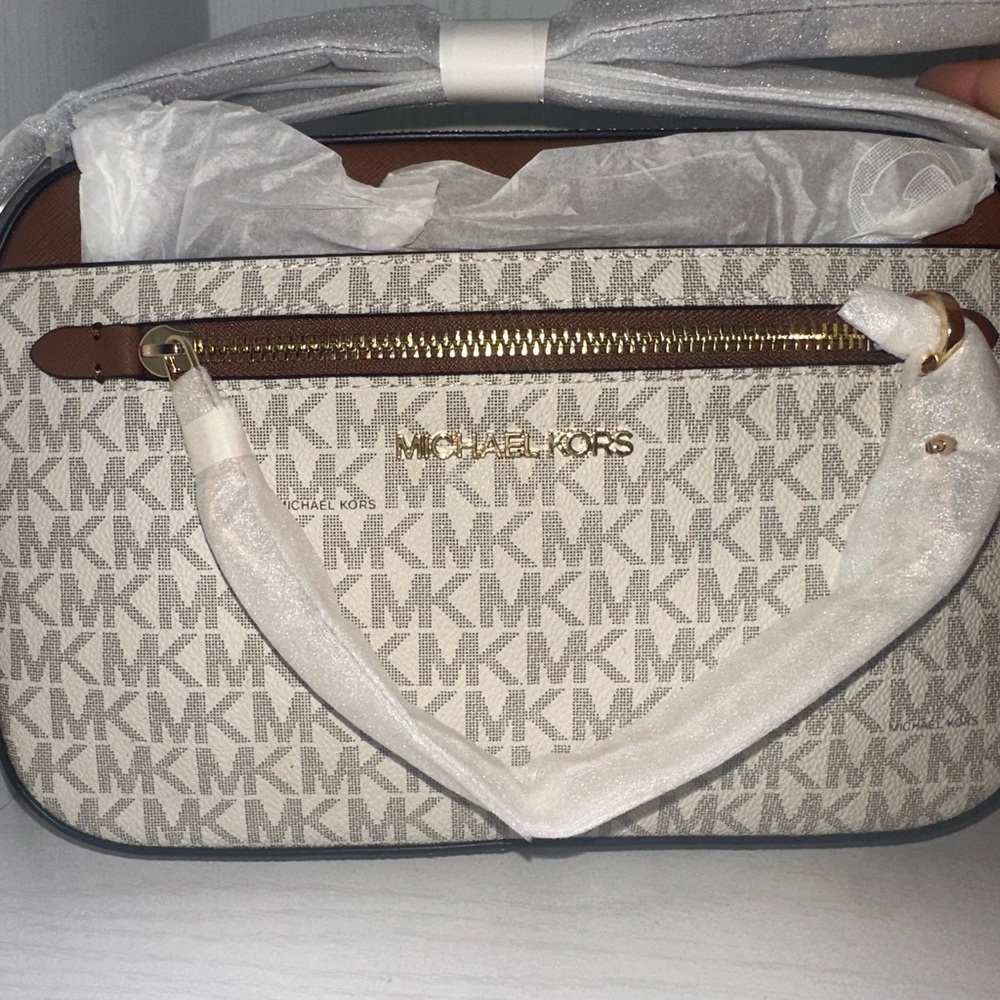 Michael Kors Cream Crossbody Bag with Gold Hardware